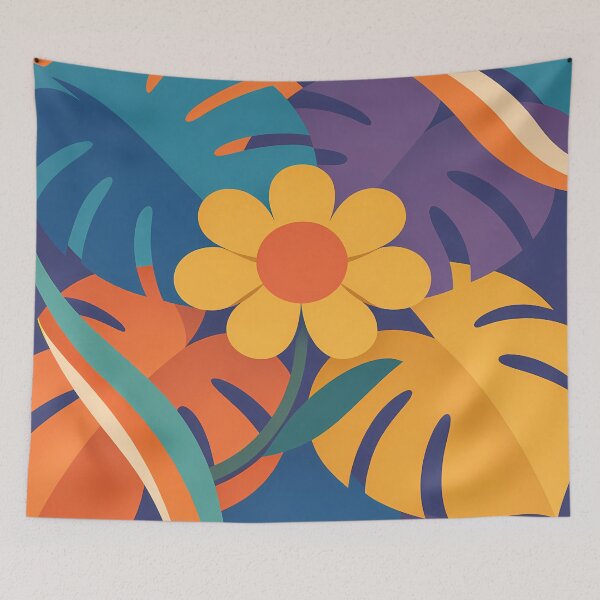 Item preview, Bold Geometric Flower with Tropical Leaves designed and sold by InkSmithery.