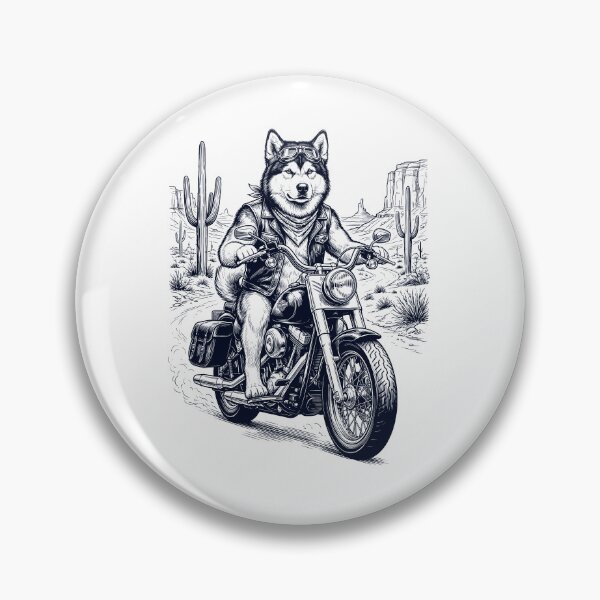 Item preview, Vintage Alaskan Malamute Riding Motorbike Moto Western Cowboy Dog Lover designed and sold by DoodleTortle.