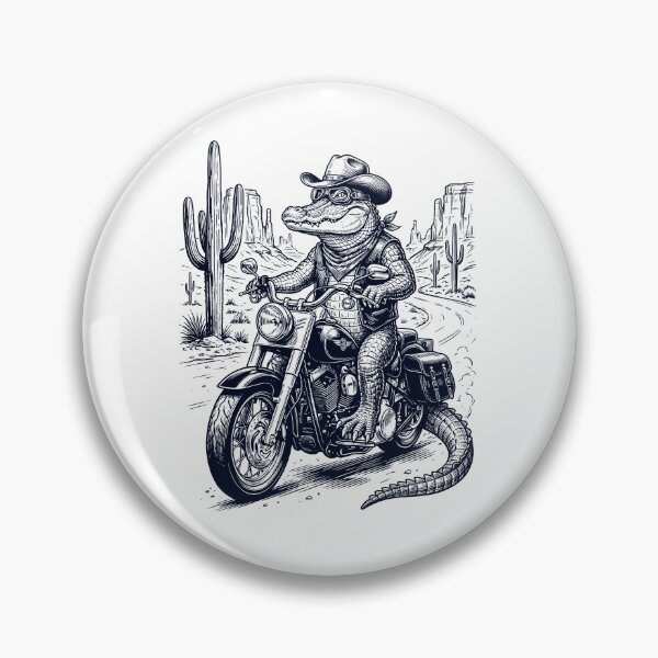 Item preview, Vintage Alligator Riding Motorbike Moto Western Cowboy Animal Lover designed and sold by DoodleTortle.