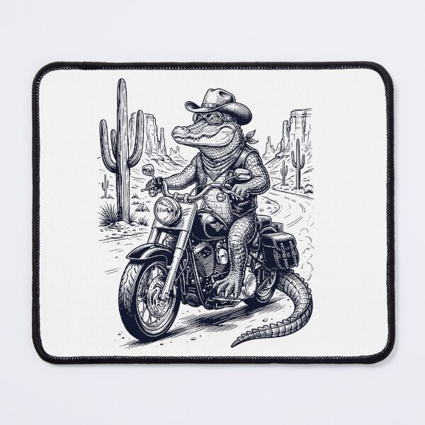 Item preview, Vintage Alligator Riding Motorbike Moto Western Cowboy Animal Lover designed and sold by DoodleTortle.