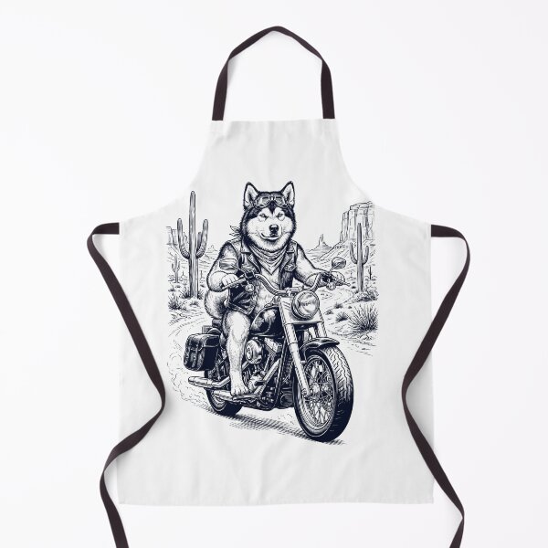 Item preview, Vintage Alaskan Malamute Riding Motorbike Moto Western Cowboy Dog Lover designed and sold by DoodleTortle.