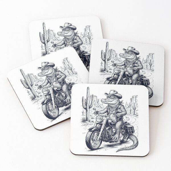 Item preview, Vintage Alligator Riding Motorbike Moto Western Cowboy Animal Lover designed and sold by DoodleTortle.