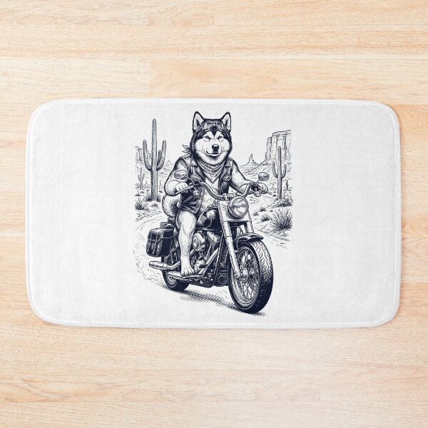 Item preview, Vintage Alaskan Malamute Riding Motorbike Moto Western Cowboy Dog Lover designed and sold by DoodleTortle.