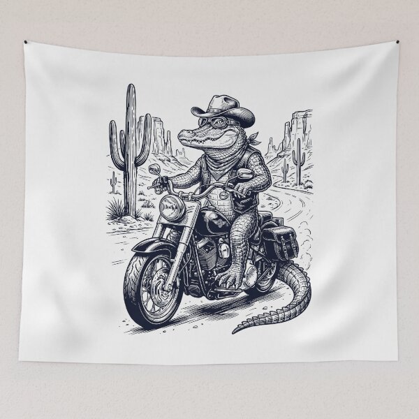 Item preview, Vintage Alligator Riding Motorbike Moto Western Cowboy Animal Lover designed and sold by DoodleTortle.
