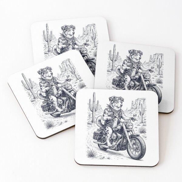 Item preview, Vintage Australian Shepherd Riding Motorbike Moto Western Cowboy Dog Lover designed and sold by DoodleTortle.