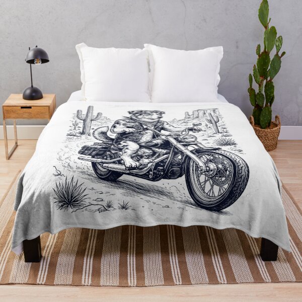 Item preview, Vintage Australian Shepherd Riding Motorbike Moto Western Cowboy Dog Lover designed and sold by DoodleTortle.
