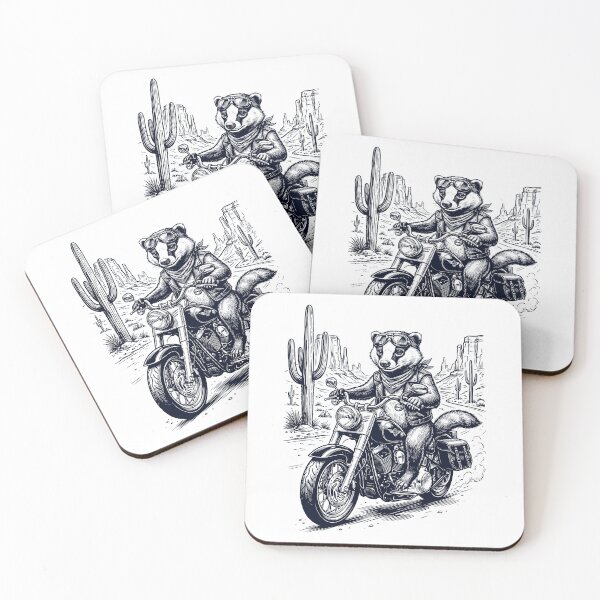 Item preview, Vintage Badger Riding Motorbike Moto Western Cowboy Animal Lover designed and sold by DoodleTortle.