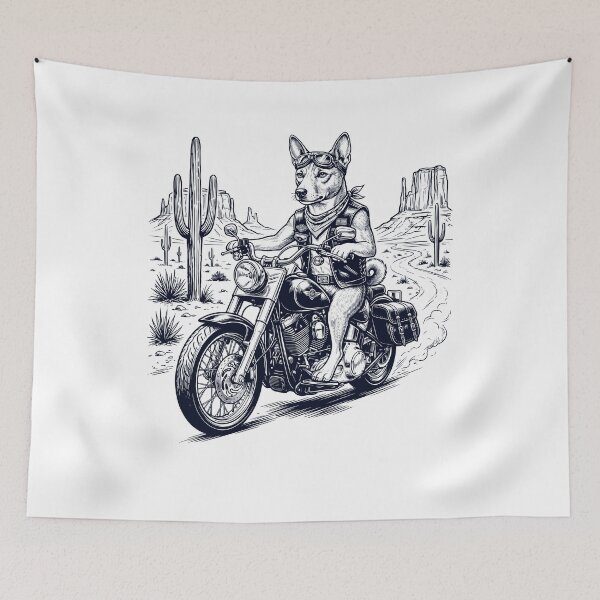 Item preview, Vintage Basenji Riding Motorbike Moto Western Cowboy Dog Lover designed and sold by DoodleTortle.