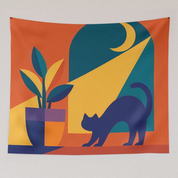Item preview, Stretching Cat by a Moonlit Window designed and sold by InkSmithery.