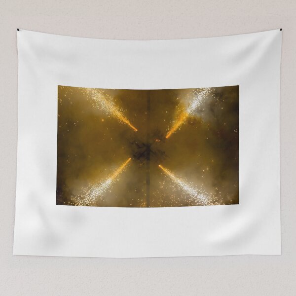 Item preview, Golden Fireworks Sparks and Pyrotechnic Bursts Creating Dramatic Abstract Light and Smoke at Night designed and sold by Nmallia.