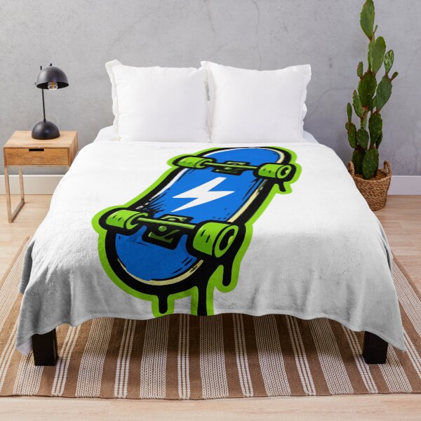 Item preview, Blue Skateboard Lightning Bolt Graffiti Sticker – Urban Street Skater Art Sticker designed and sold by Olivra.