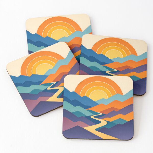 Item preview, Layered Mountain Sunset with Winding River designed and sold by InkSmithery.