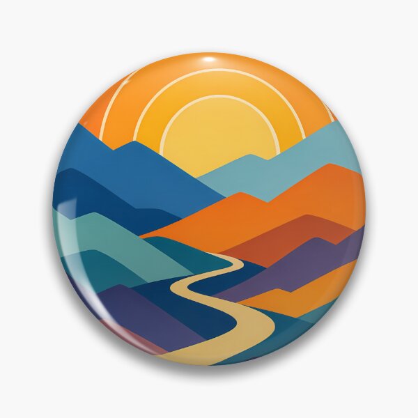 Item preview, Layered Mountain Sunset with Winding River designed and sold by InkSmithery.