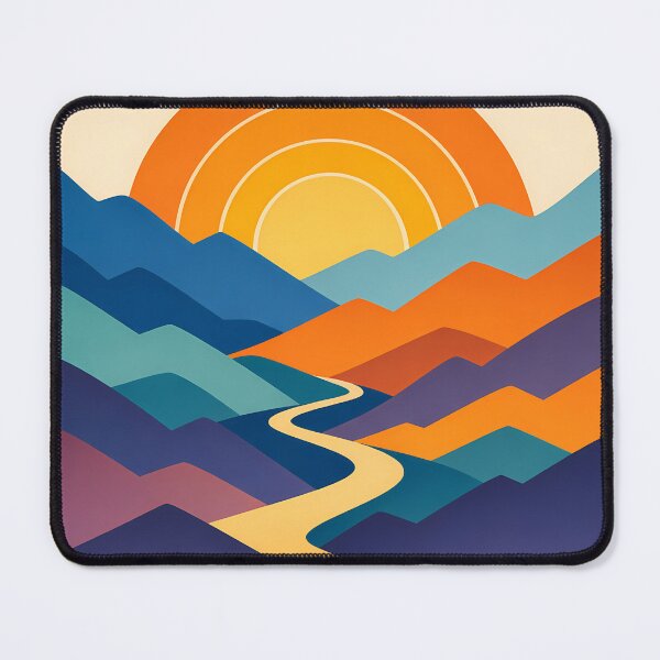 Item preview, Layered Mountain Sunset with Winding River designed and sold by InkSmithery.