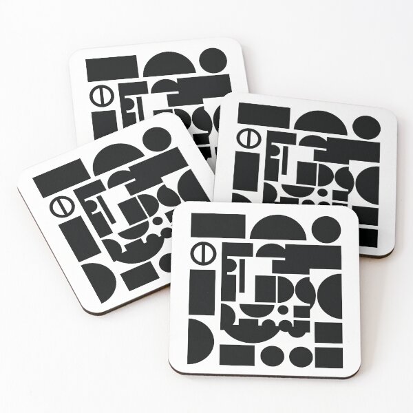 Item preview, Minimal Bauhaus Geometric Patchwork Black and White Art designed and sold by Peter Veselinović.