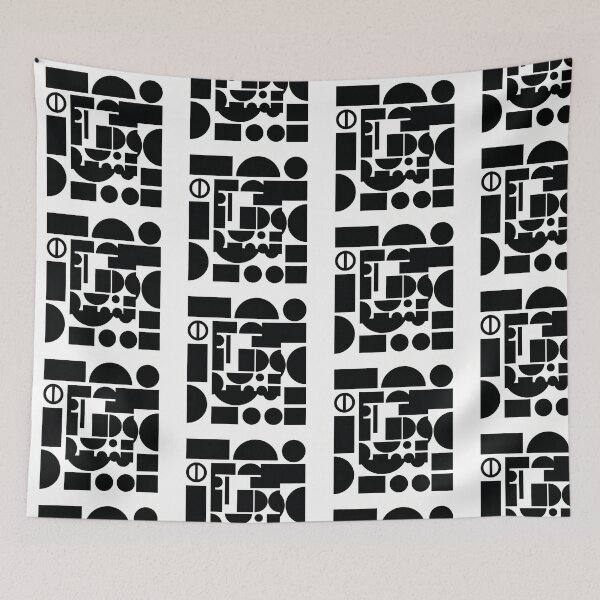 Item preview, Minimal Bauhaus Geometric Patchwork Black and White Art designed and sold by Peter Veselinović.