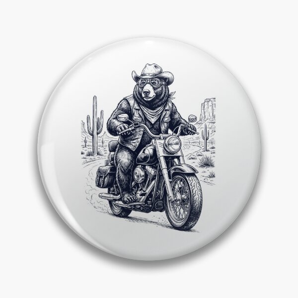 Item preview, Vintage Bear Riding Motorbike Moto Western Cowboy Animal Lover designed and sold by DoodleTortle.