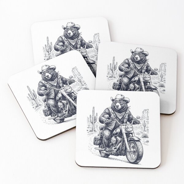 Item preview, Vintage Bear Riding Motorbike Moto Western Cowboy Animal Lover designed and sold by DoodleTortle.