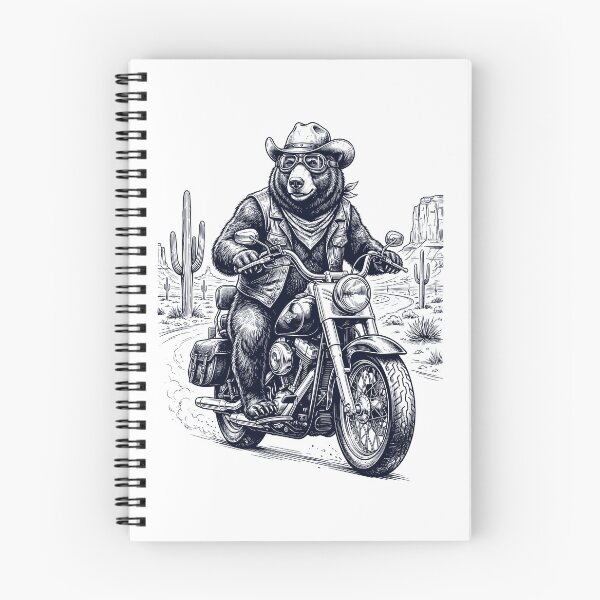 Item preview, Vintage Bear Riding Motorbike Moto Western Cowboy Animal Lover designed and sold by DoodleTortle.