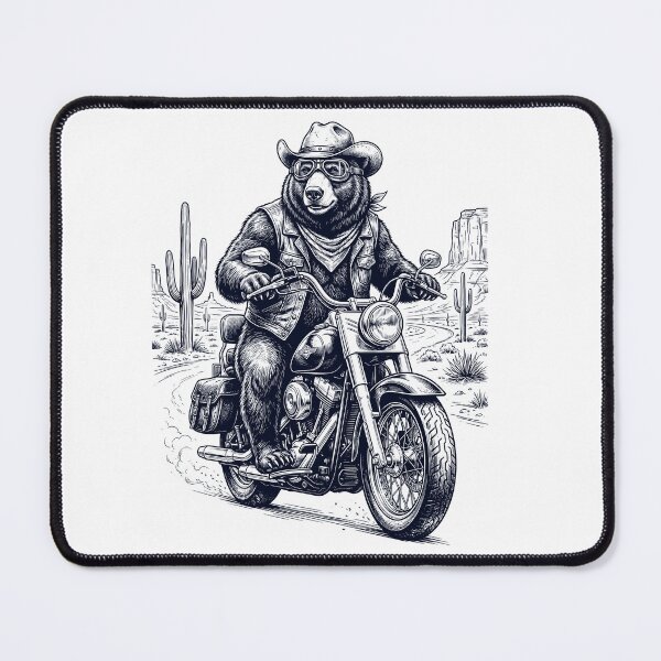 Item preview, Vintage Bear Riding Motorbike Moto Western Cowboy Animal Lover designed and sold by DoodleTortle.