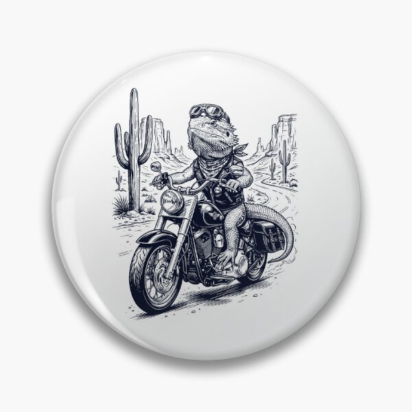 Item preview, Vintage Bearded Dragon Riding Motorbike Moto Western Cowboy Animal Lover designed and sold by DoodleTortle.