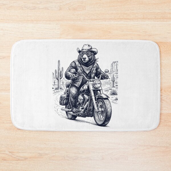 Item preview, Vintage Bear Riding Motorbike Moto Western Cowboy Animal Lover designed and sold by DoodleTortle.