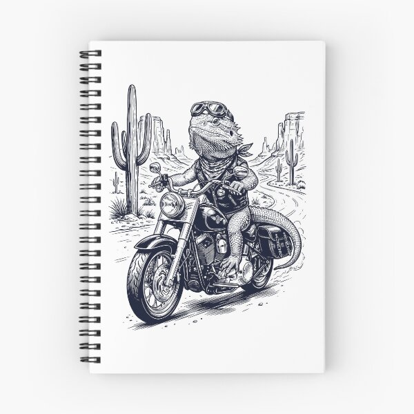 Item preview, Vintage Bearded Dragon Riding Motorbike Moto Western Cowboy Animal Lover designed and sold by DoodleTortle.