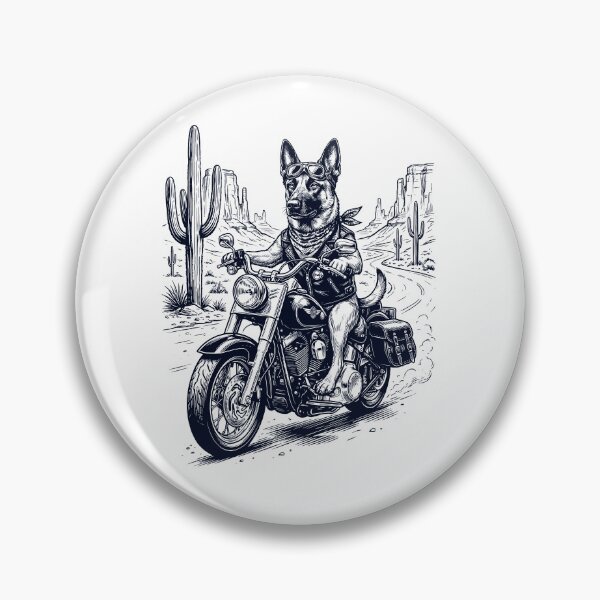 Item preview, Vintage Belgian Malinois Riding Motorbike Moto Western Cowboy Dog Lover designed and sold by DoodleTortle.