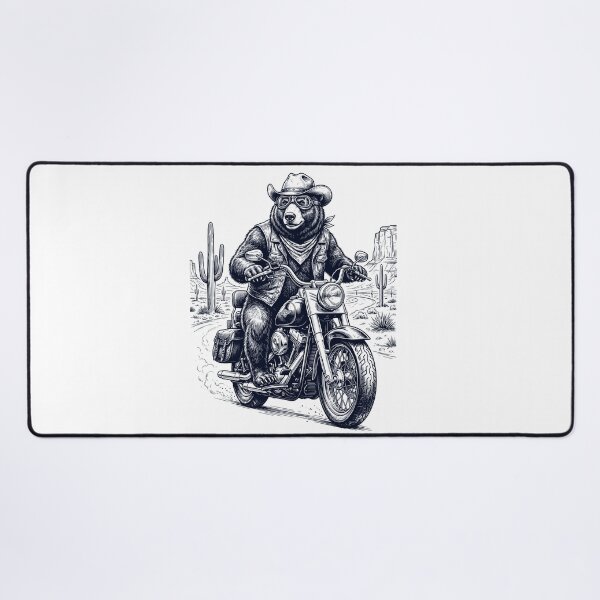 Item preview, Vintage Bear Riding Motorbike Moto Western Cowboy Animal Lover designed and sold by DoodleTortle.
