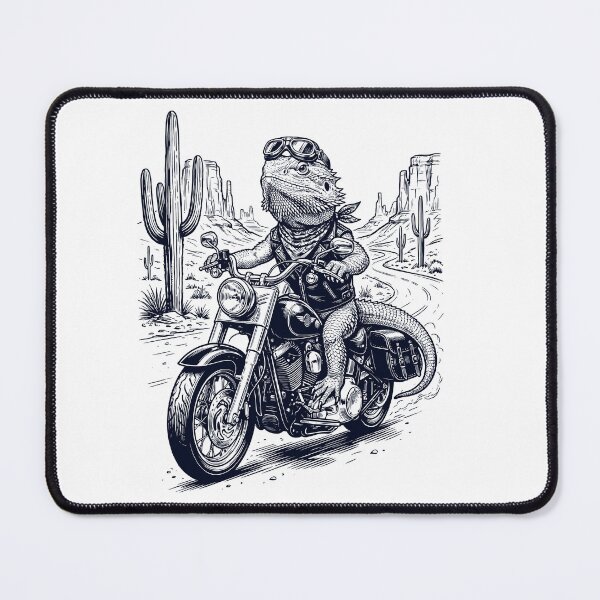 Item preview, Vintage Bearded Dragon Riding Motorbike Moto Western Cowboy Animal Lover designed and sold by DoodleTortle.