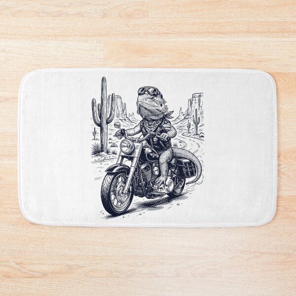 Item preview, Vintage Bearded Dragon Riding Motorbike Moto Western Cowboy Animal Lover designed and sold by DoodleTortle.
