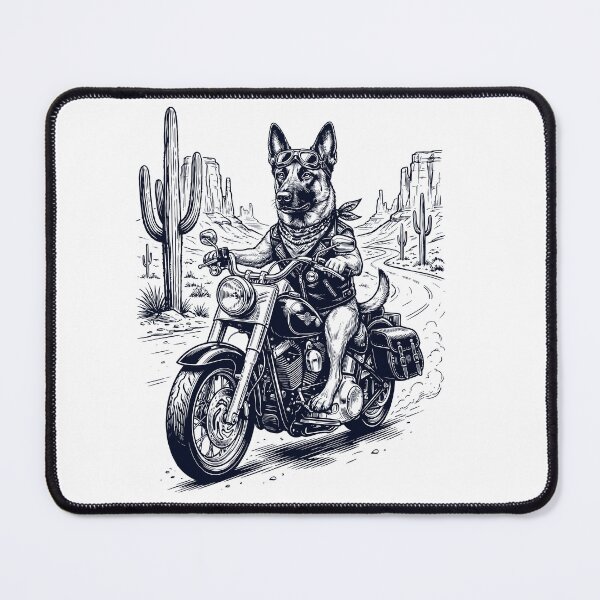 Item preview, Vintage Belgian Malinois Riding Motorbike Moto Western Cowboy Dog Lover designed and sold by DoodleTortle.