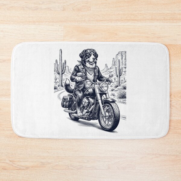 Item preview, Vintage Bernese Mountain Dog Riding Motorbike Moto Western Cowboy Dog Lover designed and sold by DoodleTortle.