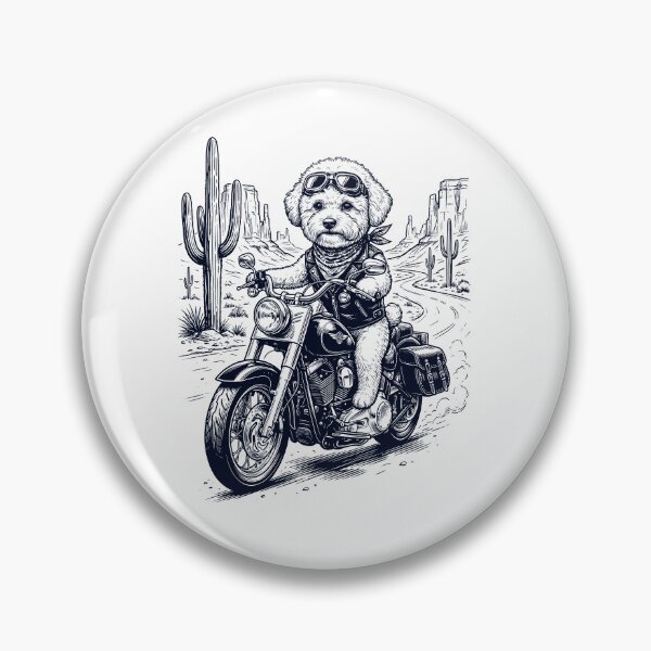 Item preview, Vintage Bichon Frise Riding Motorbike Moto Western Cowboy Dog Lover designed and sold by DoodleTortle.