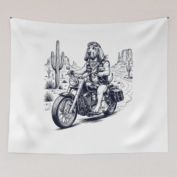 Item preview, Vintage Bloodhound Riding Motorbike Moto Western Cowboy Dog Lover designed and sold by DoodleTortle.