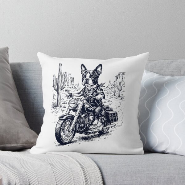 Item preview, Vintage Boston Terrier Riding Motorbike Moto Western Cowboy Dog Lover designed and sold by DoodleTortle.