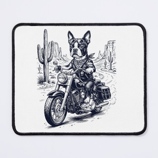 Item preview, Vintage Boston Terrier Riding Motorbike Moto Western Cowboy Dog Lover designed and sold by DoodleTortle.