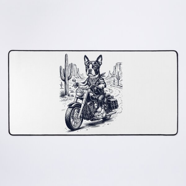Item preview, Vintage Boston Terrier Riding Motorbike Moto Western Cowboy Dog Lover designed and sold by DoodleTortle.