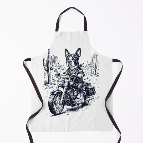 Item preview, Vintage Boston Terrier Riding Motorbike Moto Western Cowboy Dog Lover designed and sold by DoodleTortle.