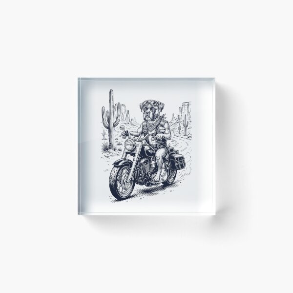 Item preview, Vintage Boxer Dog Riding Motorbike Moto Western Cowboy Dog Lover designed and sold by DoodleTortle.