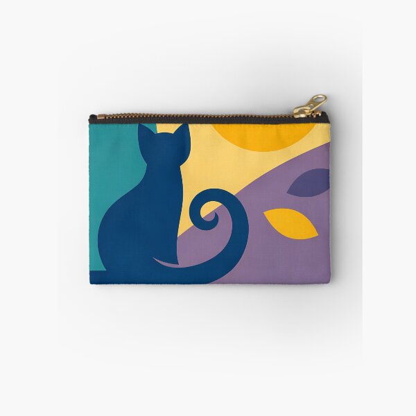 Item preview, Moonlit Cat Silhouette with Wavy Autumn Shapes designed and sold by InkSmithery.