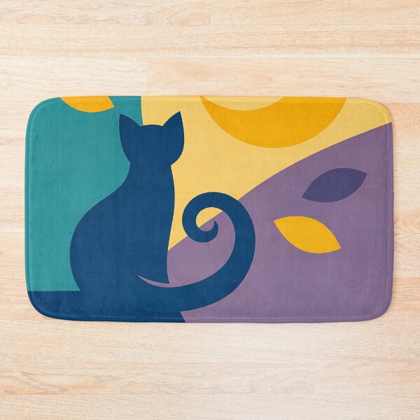 Item preview, Moonlit Cat Silhouette with Wavy Autumn Shapes designed and sold by InkSmithery.