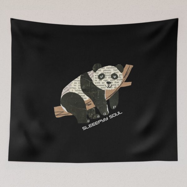 Item preview, Sleepyy Soul Newspaper Collage Panda | Dark Academia Aesthetic Tired Girl Tee | Indie Art Panda designed and sold by SOLIORA  ATELIER.