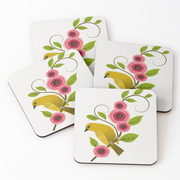Item preview, Yellow songbird on flowering branch designed and sold by NivyasArtistry.