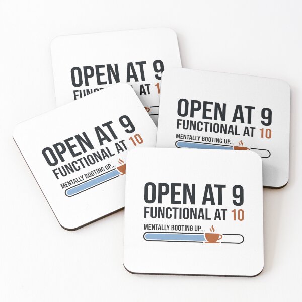 Item preview, OPEN AT 9 - Functional at 10 (WFH Morning Humor) designed and sold by TailoredInk1.