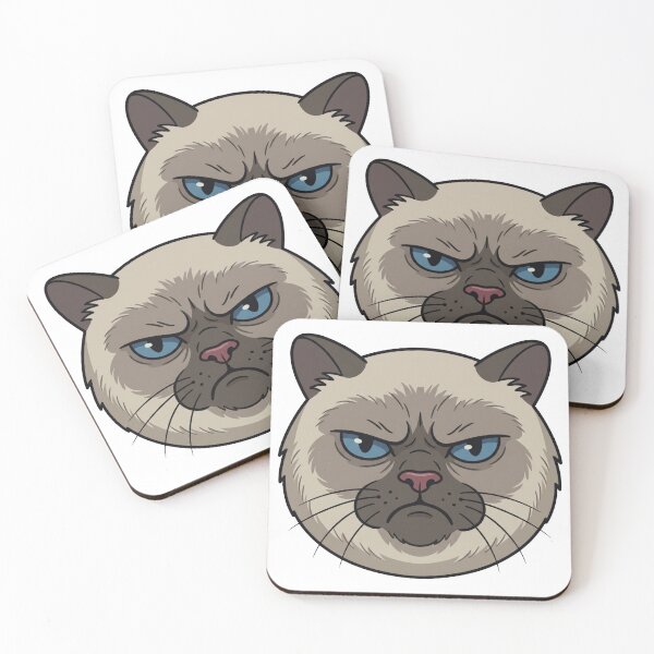 Item preview, Grumpy Blue-Eyed Siamese Face designed and sold by seven things shop.