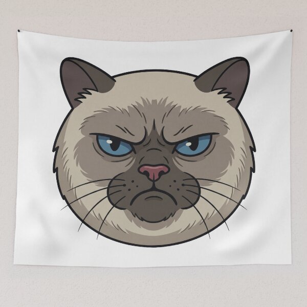 Item preview, Grumpy Blue-Eyed Siamese Face designed and sold by seven things shop.