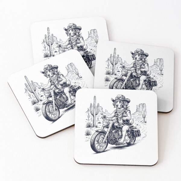 Item preview, Vintage Brittany Riding Motorbike Moto Western Cowboy Dog Lover designed and sold by DoodleTortle.