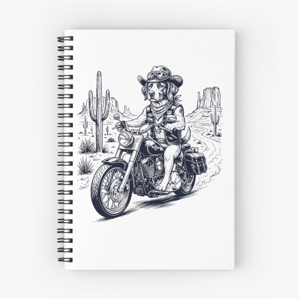 Item preview, Vintage Brittany Riding Motorbike Moto Western Cowboy Dog Lover designed and sold by DoodleTortle.