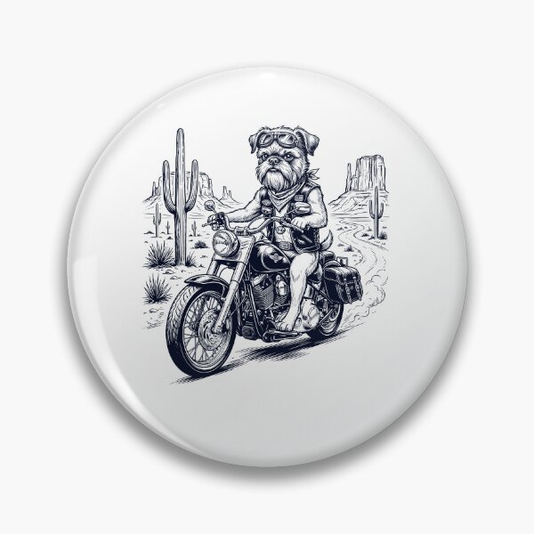Item preview, Vintage Brussels Griffon Riding Motorbike Moto Western Cowboy Dog Lover designed and sold by DoodleTortle.